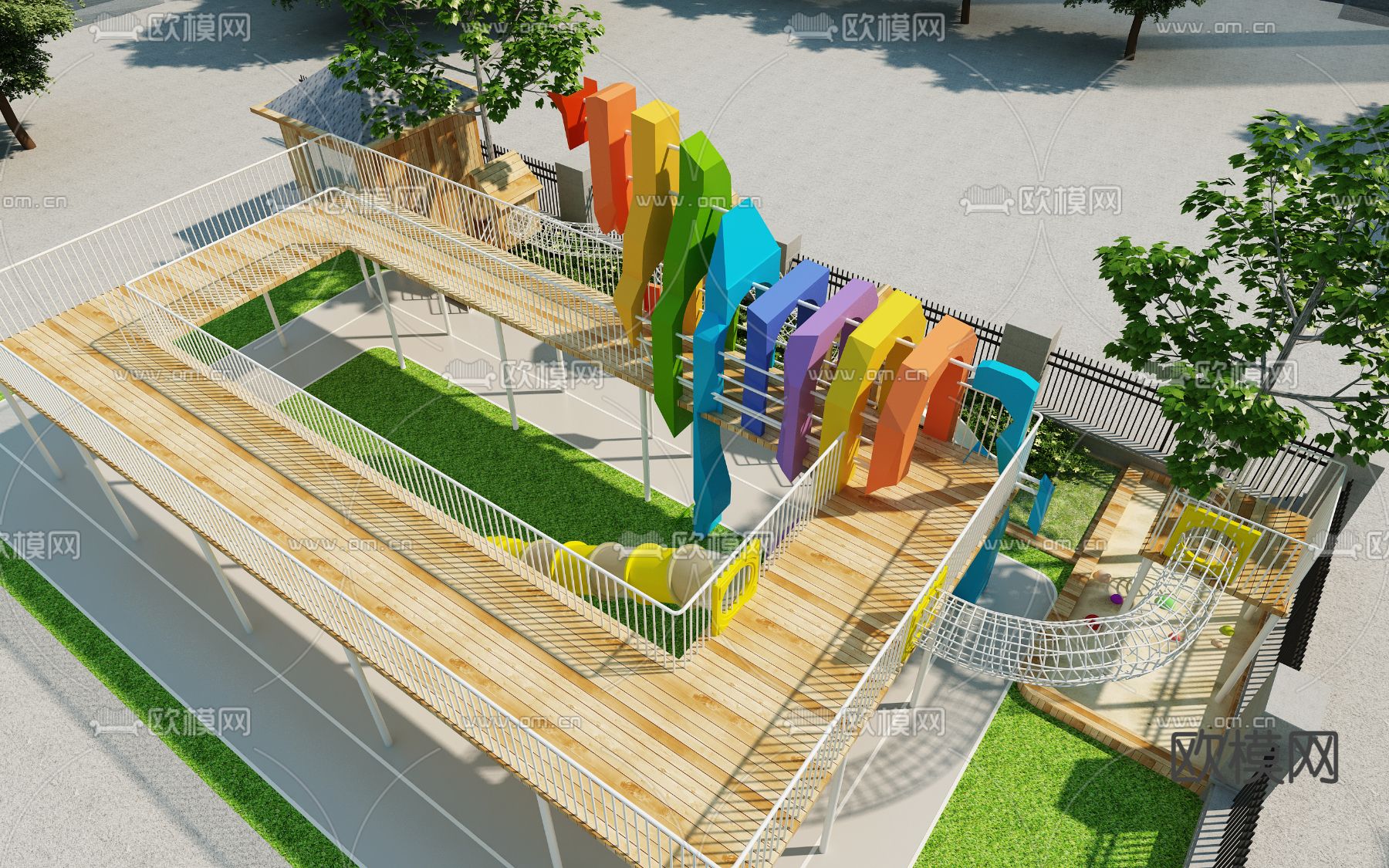 现代户外公园游乐场3d模型下载（渲染图2）