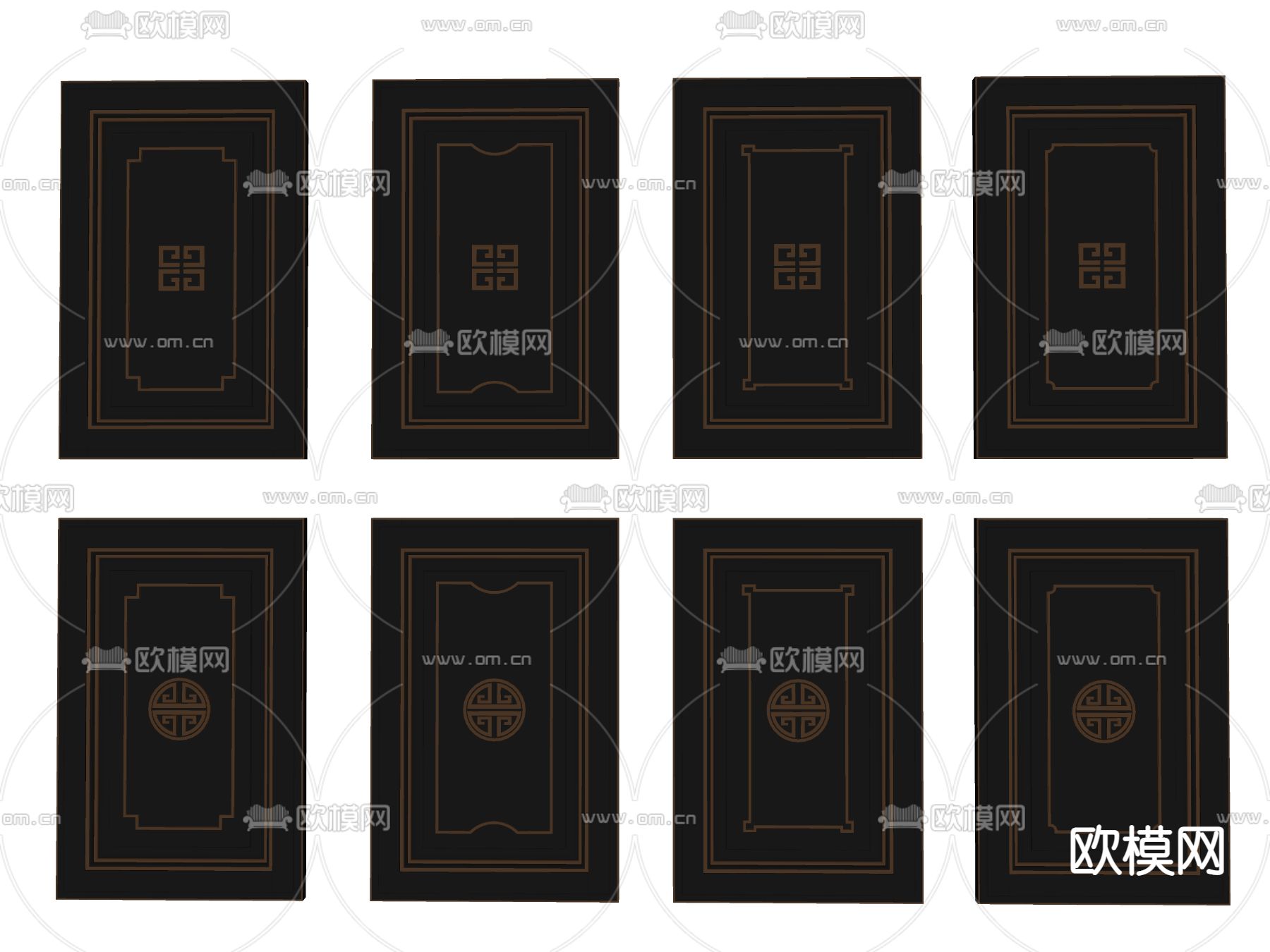 新中式护墙板su模型下载（渲染图2）