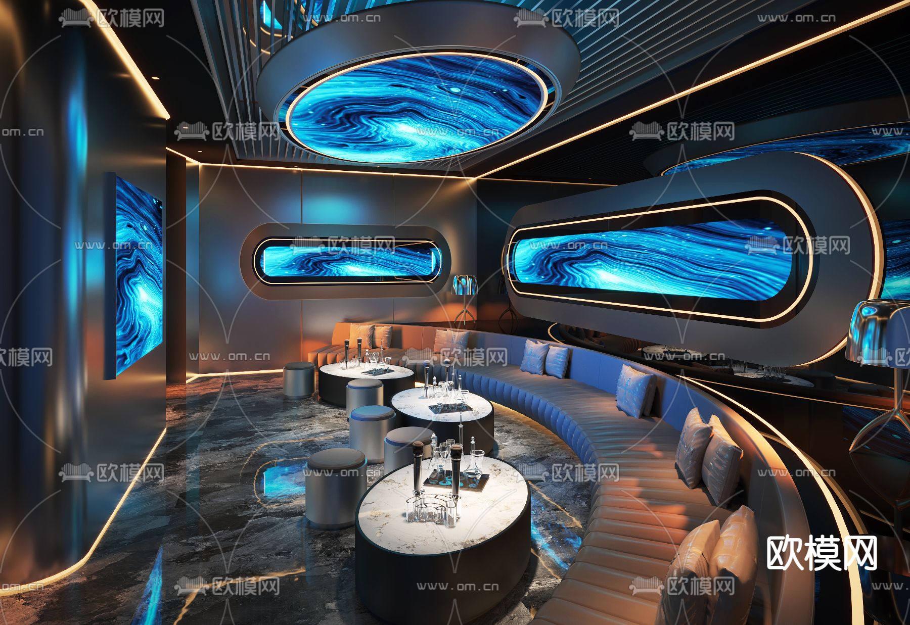 现代科技风KTV包房3d模型下载_ID12050464_3dmax免费模型-欧模网