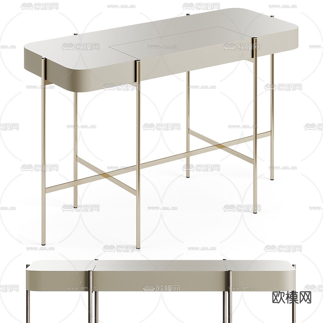 FENDI现代白色烤漆梳妆台3d模型下载