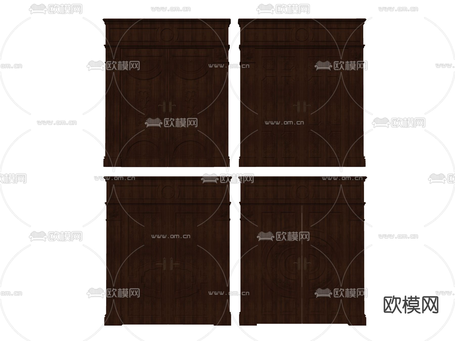 欧式雕花双开门入户门su模型下载（渲染图2）