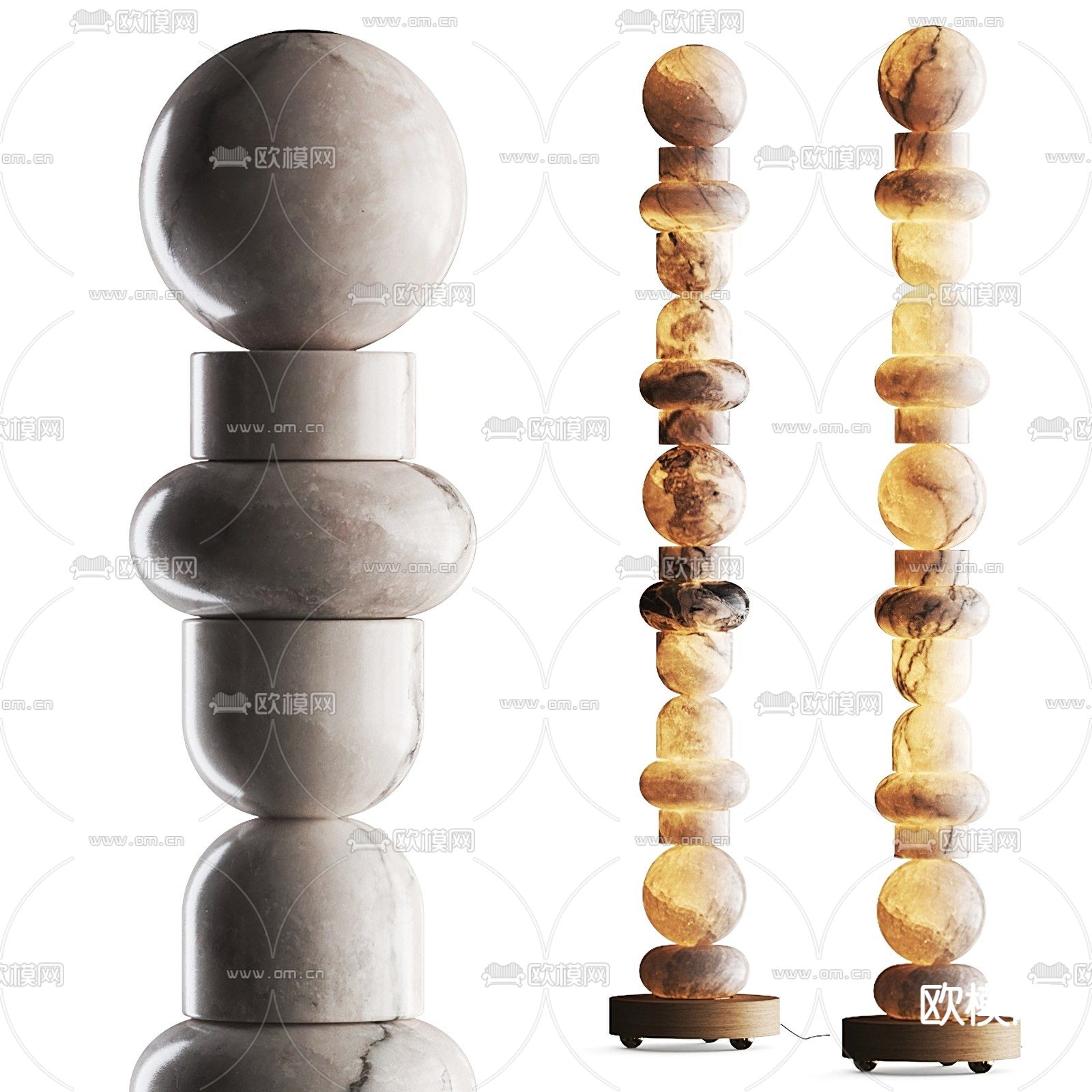 FLOS现代大理石堆叠创意落地灯3d模型下载