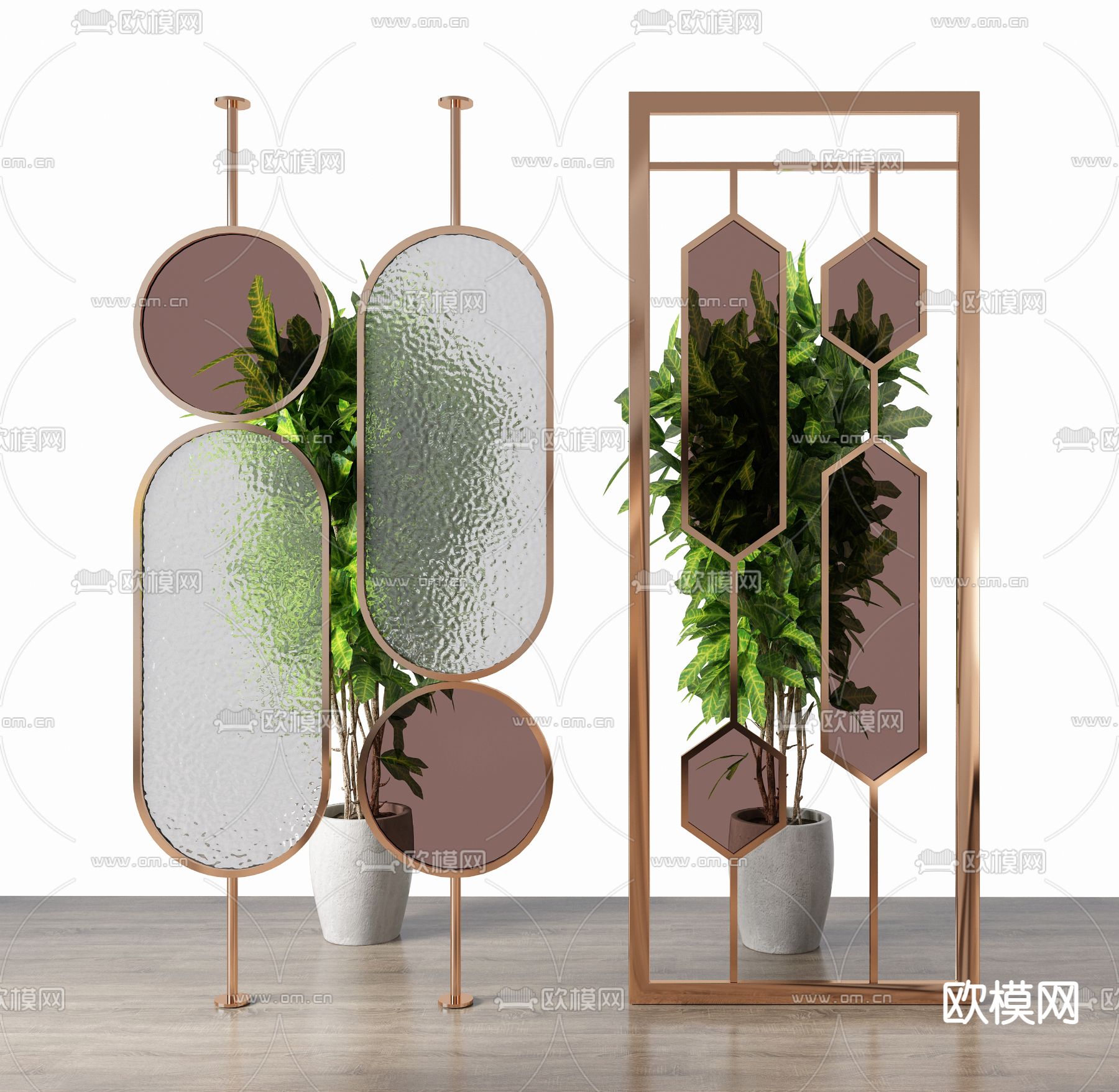 现代轻奢隔断屏风su模型下载（渲染图1）