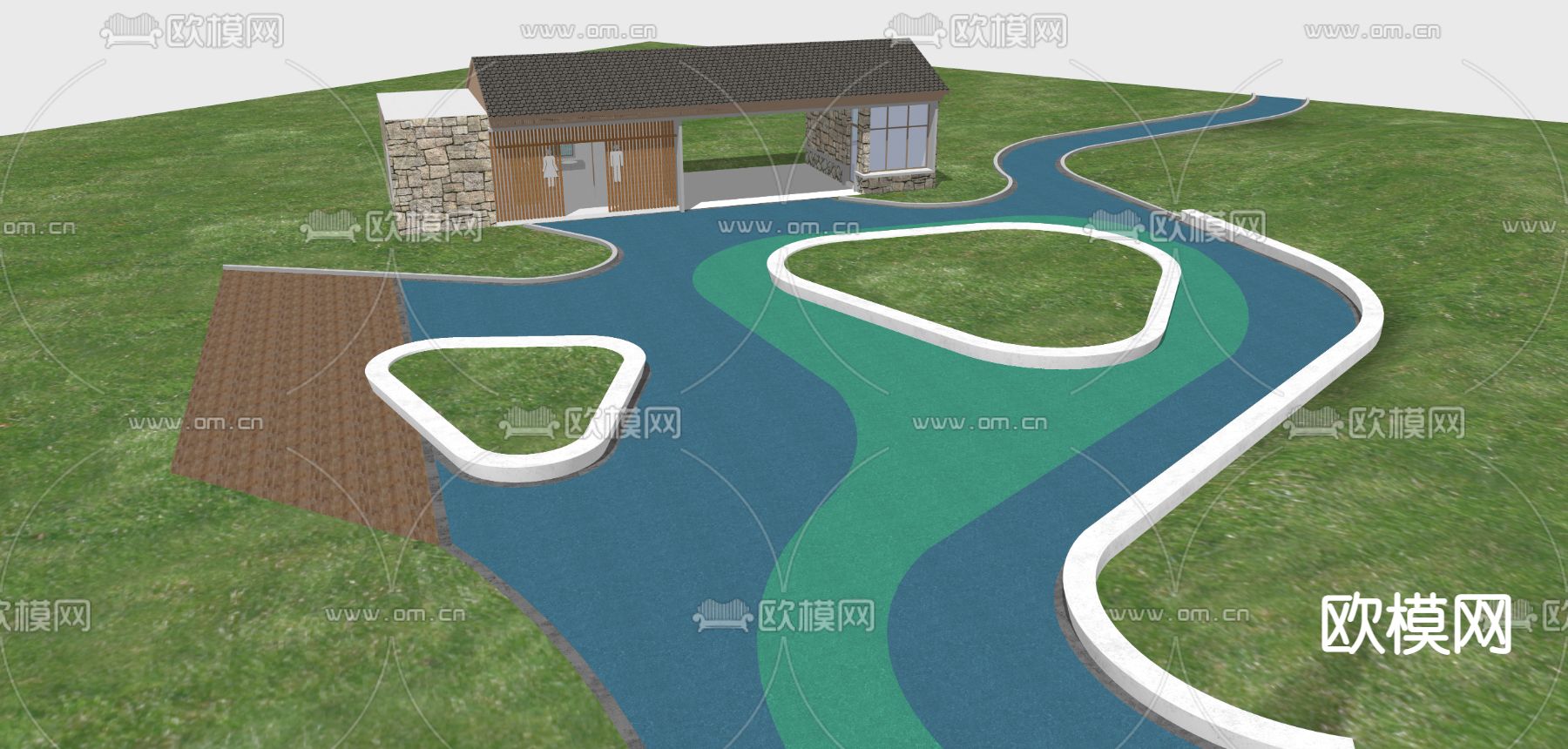 现代公园绿地景观su模型下载（渲染图3）