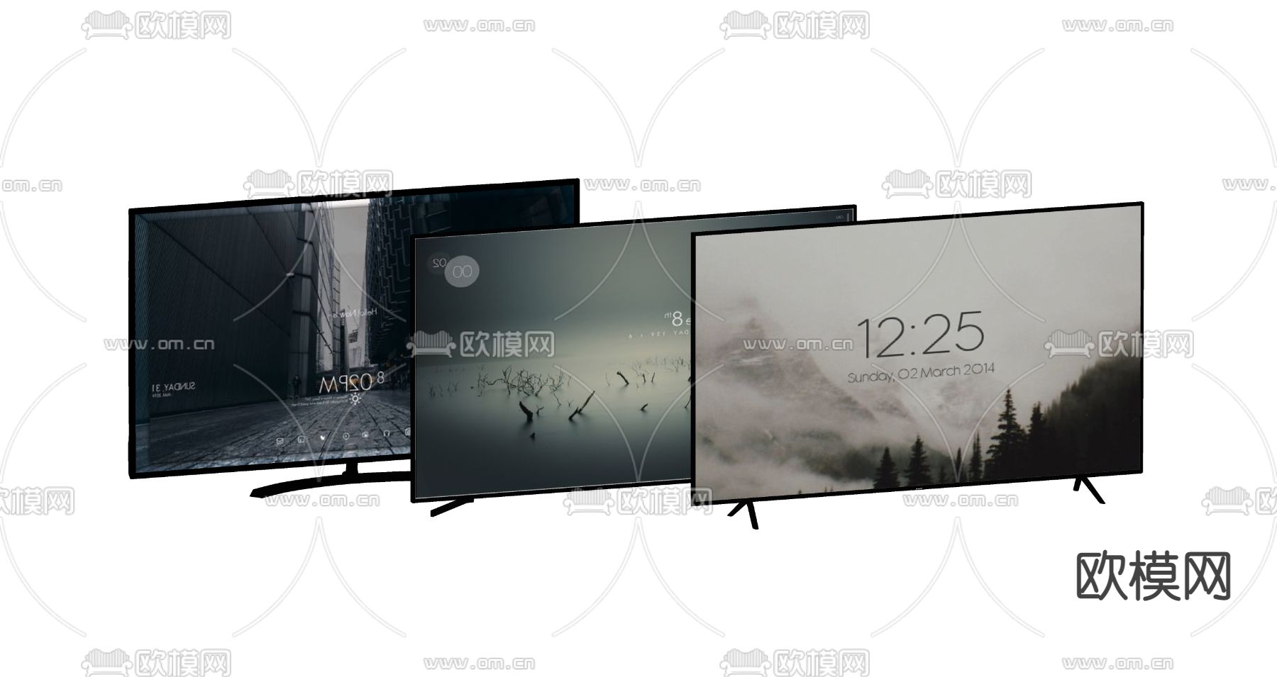 电视机su模型下载（渲染图2）