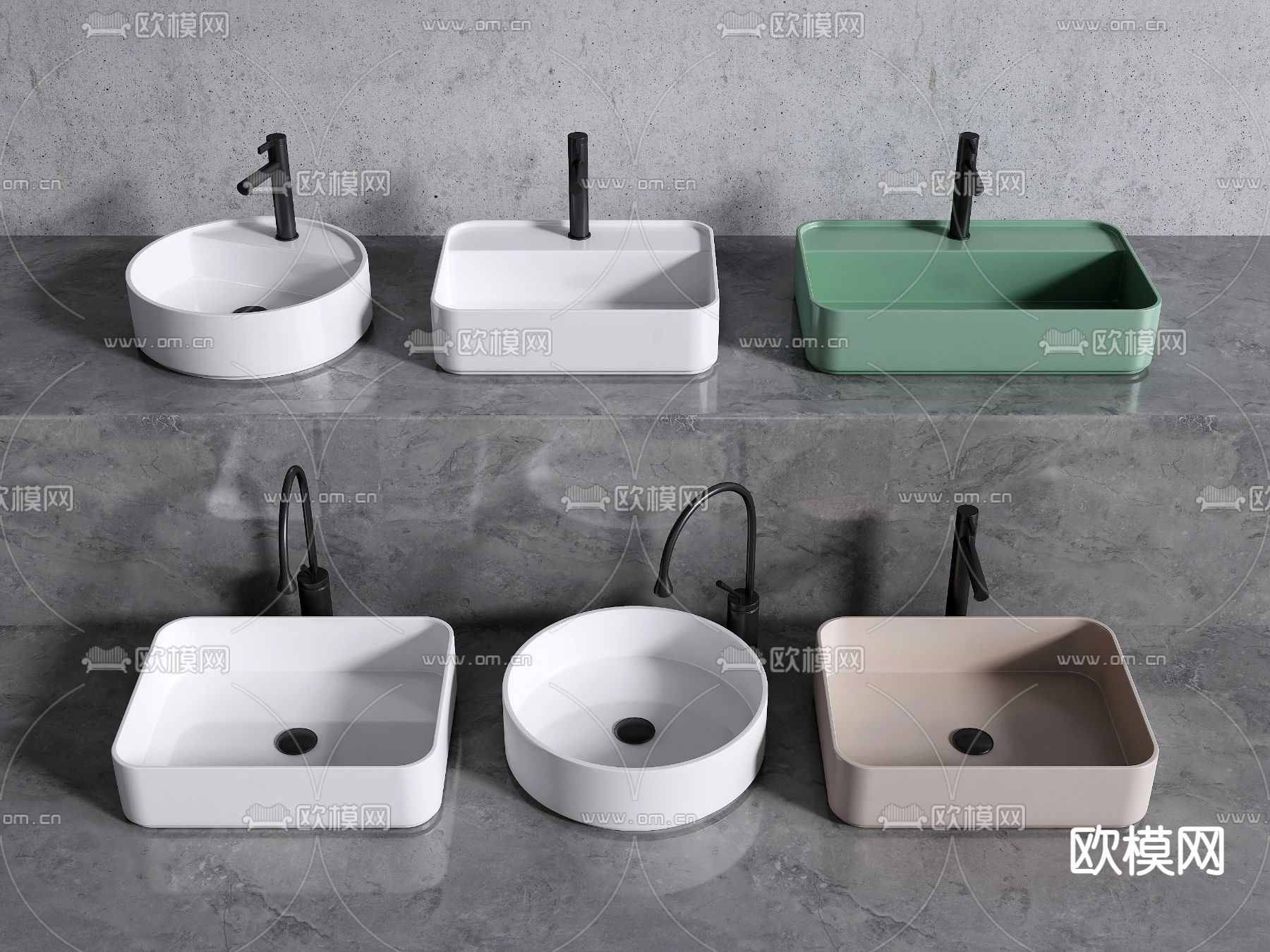 现代洗手台洗手盆3d模型下载