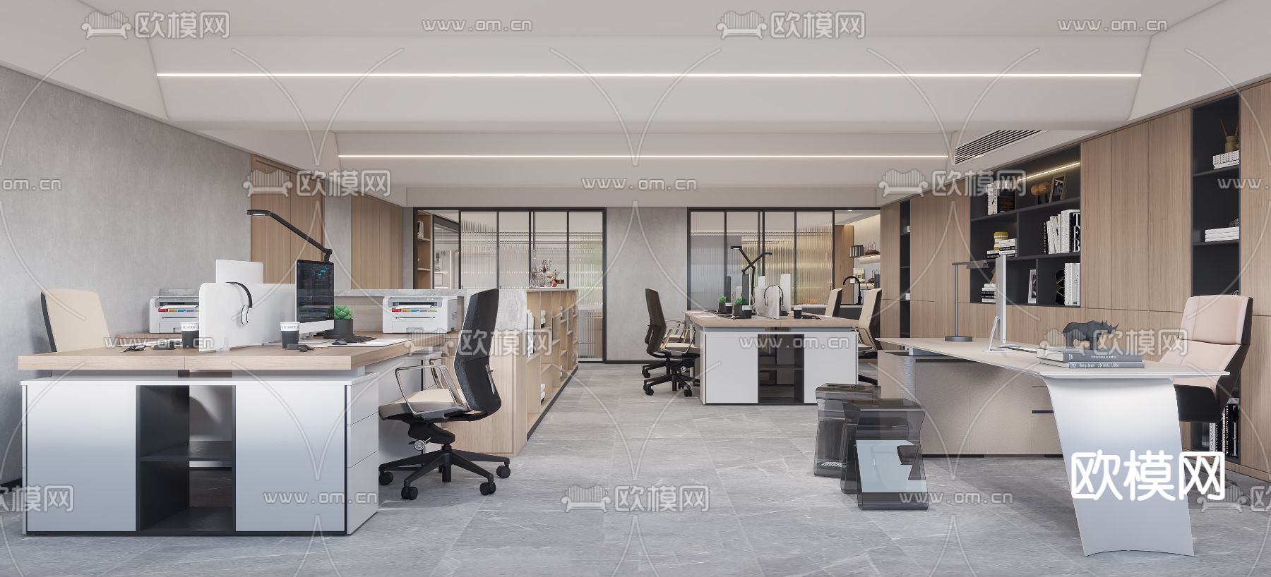 现代办公区su模型下载（渲染图1）