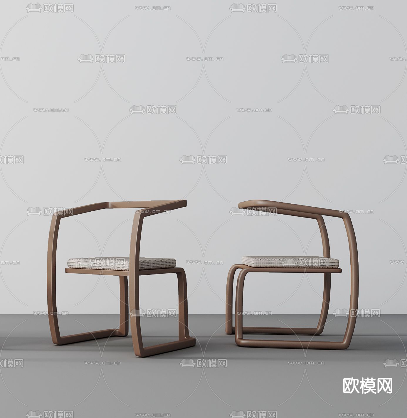 中式实木餐椅3d模型下载