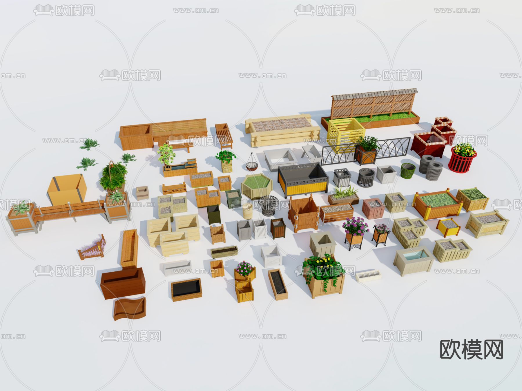 现代花箱树池su模型下载（渲染图1）