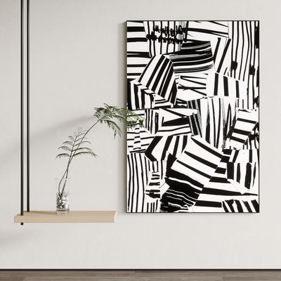 侘寂风装饰画挂画su模型