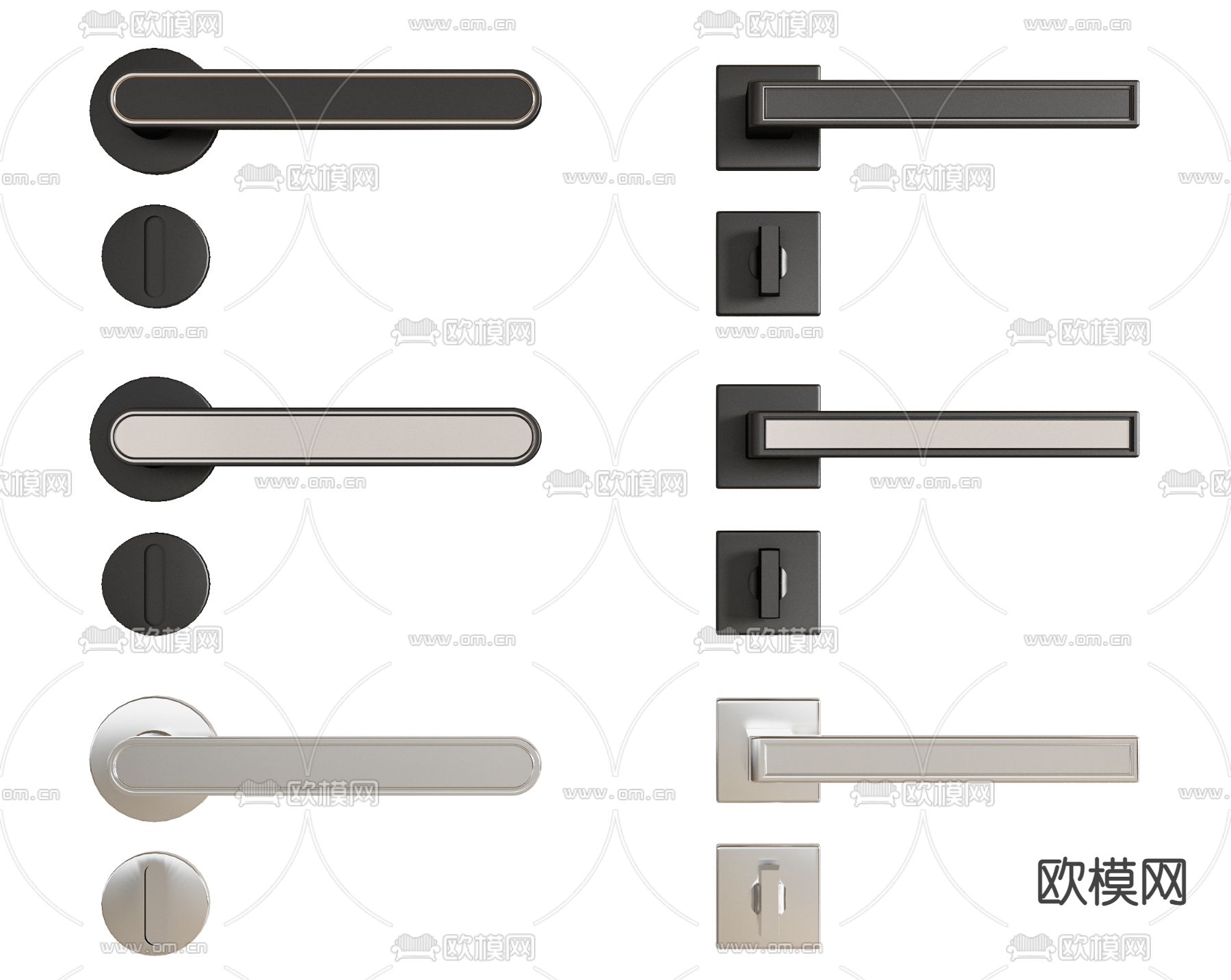 现代门把手拉手3d模型下载