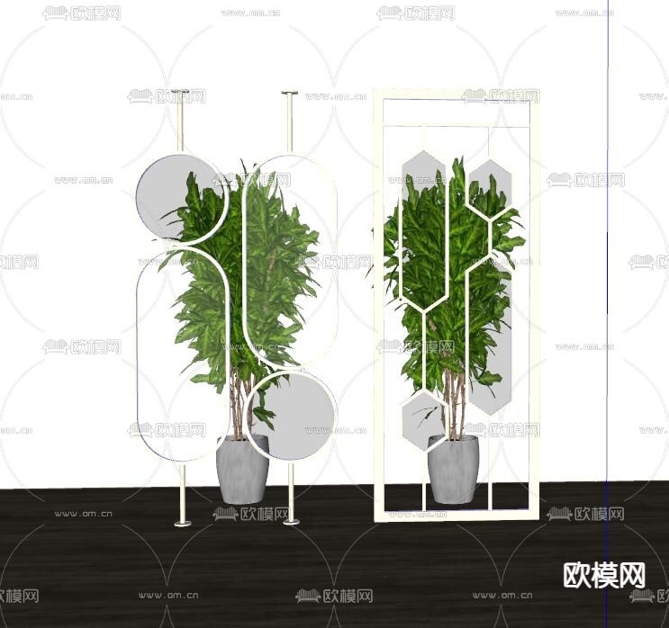 现代轻奢隔断屏风su模型下载（渲染图2）