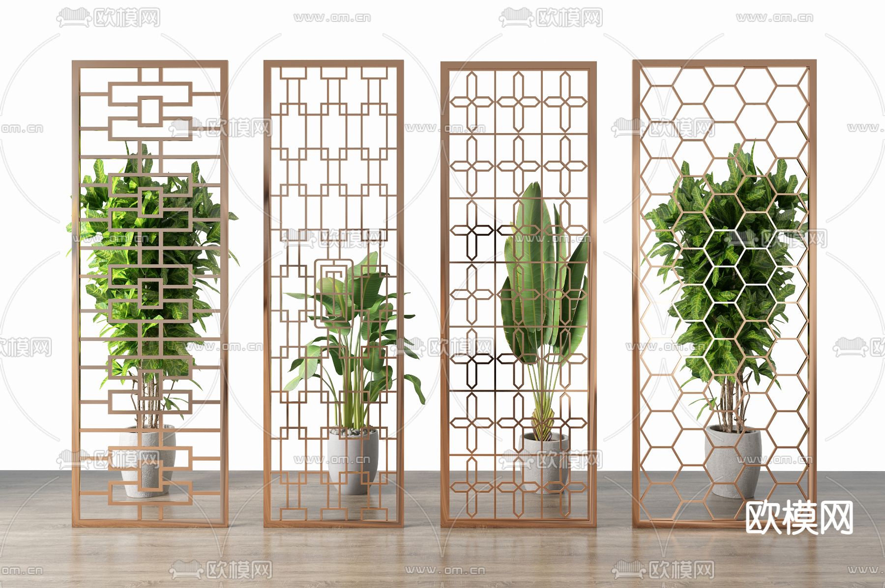 现代轻奢隔断屏风su模型下载（渲染图1）