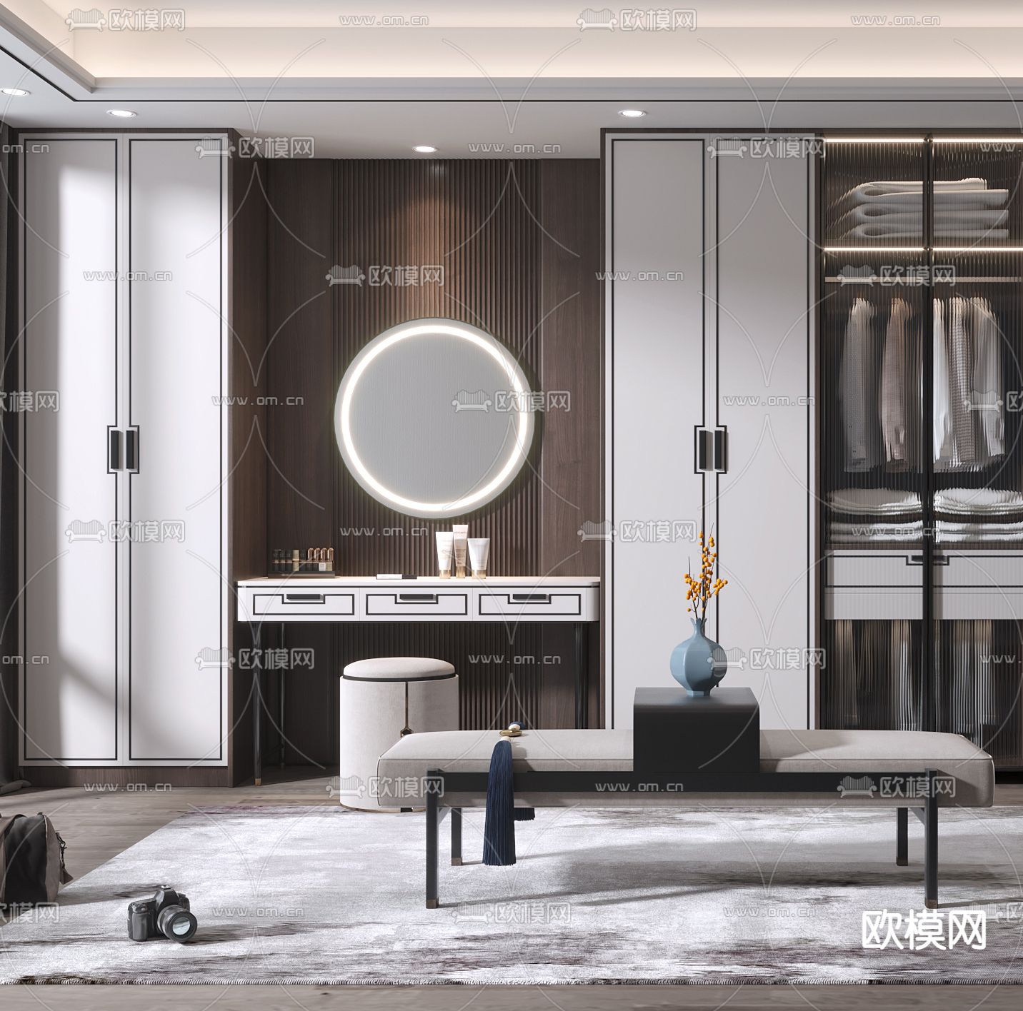 新中式衣帽间3d模型下载（渲染图2）