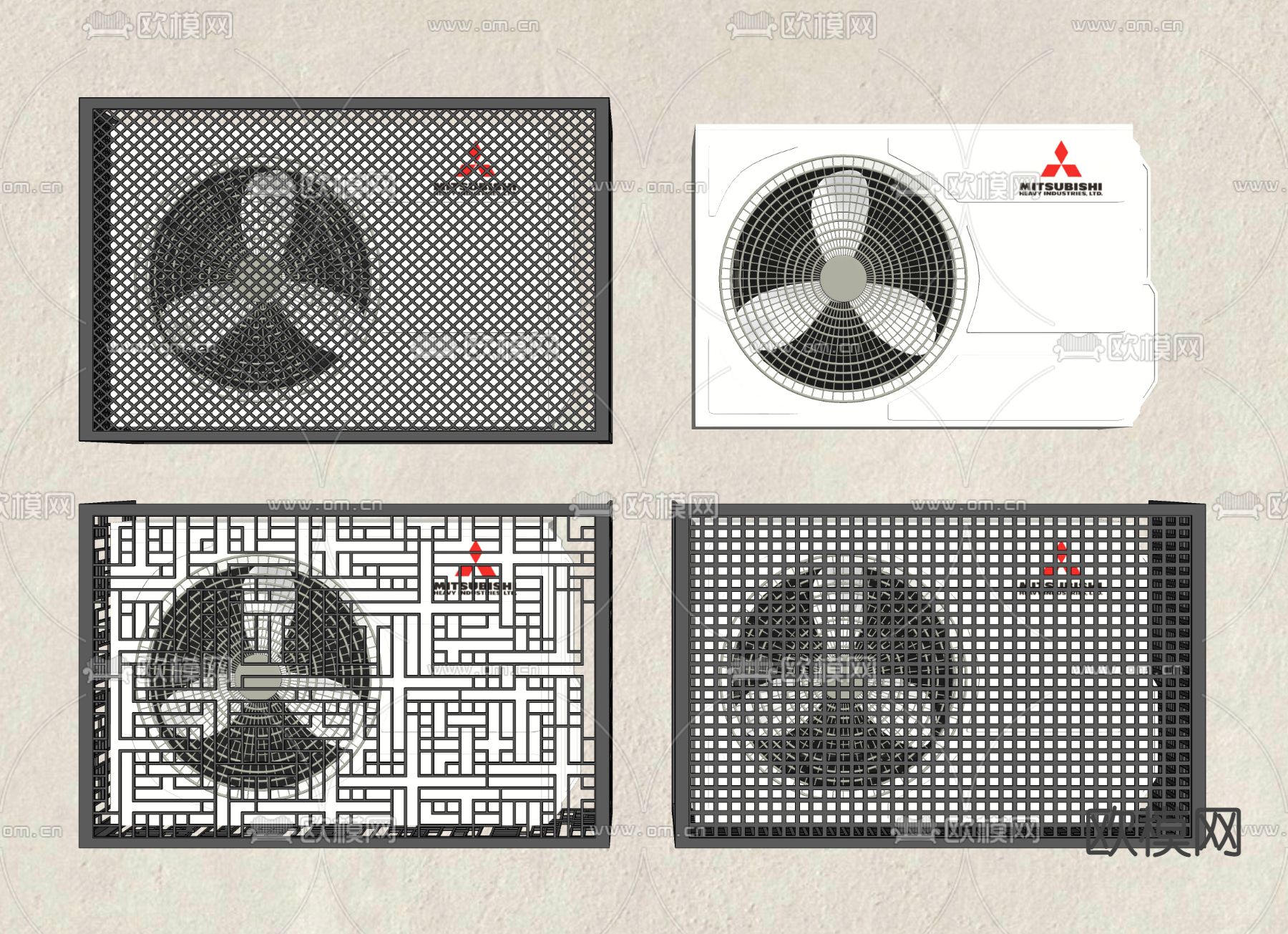 现代空调外机su模型下载（渲染图2）