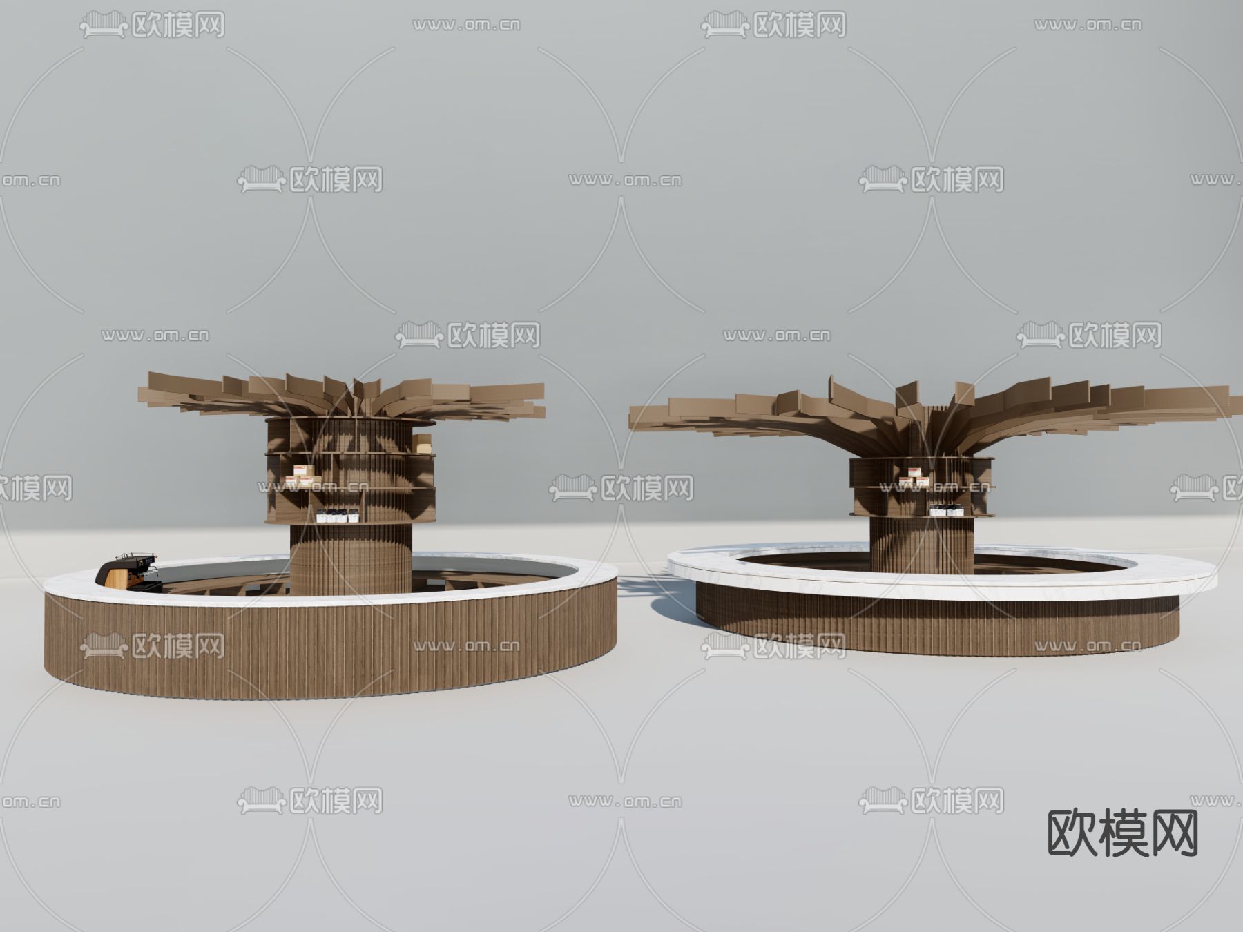 现代树状装饰柱su模型下载（渲染图1）