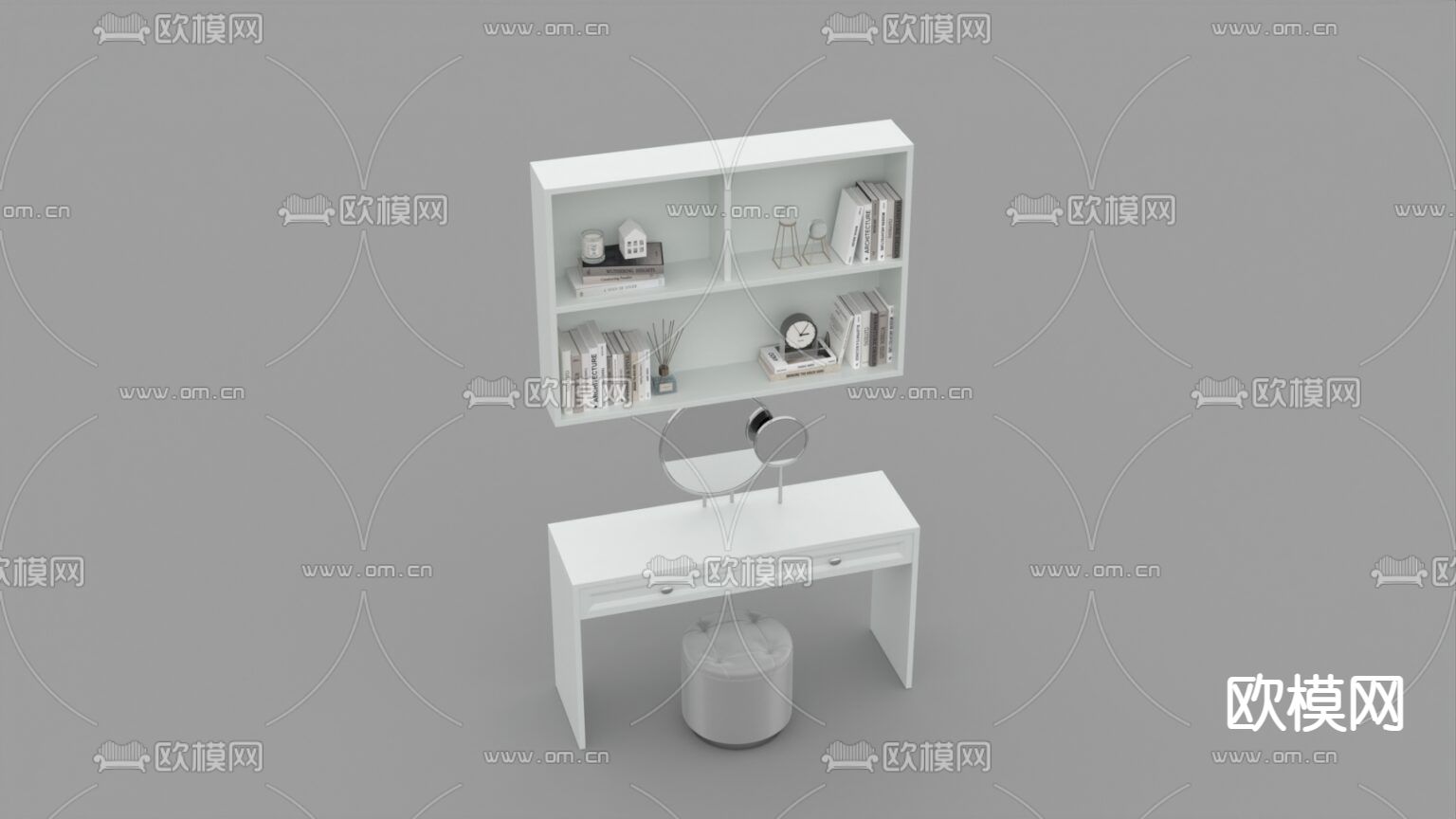 现代简约实木梳妆台免费3d模型下载