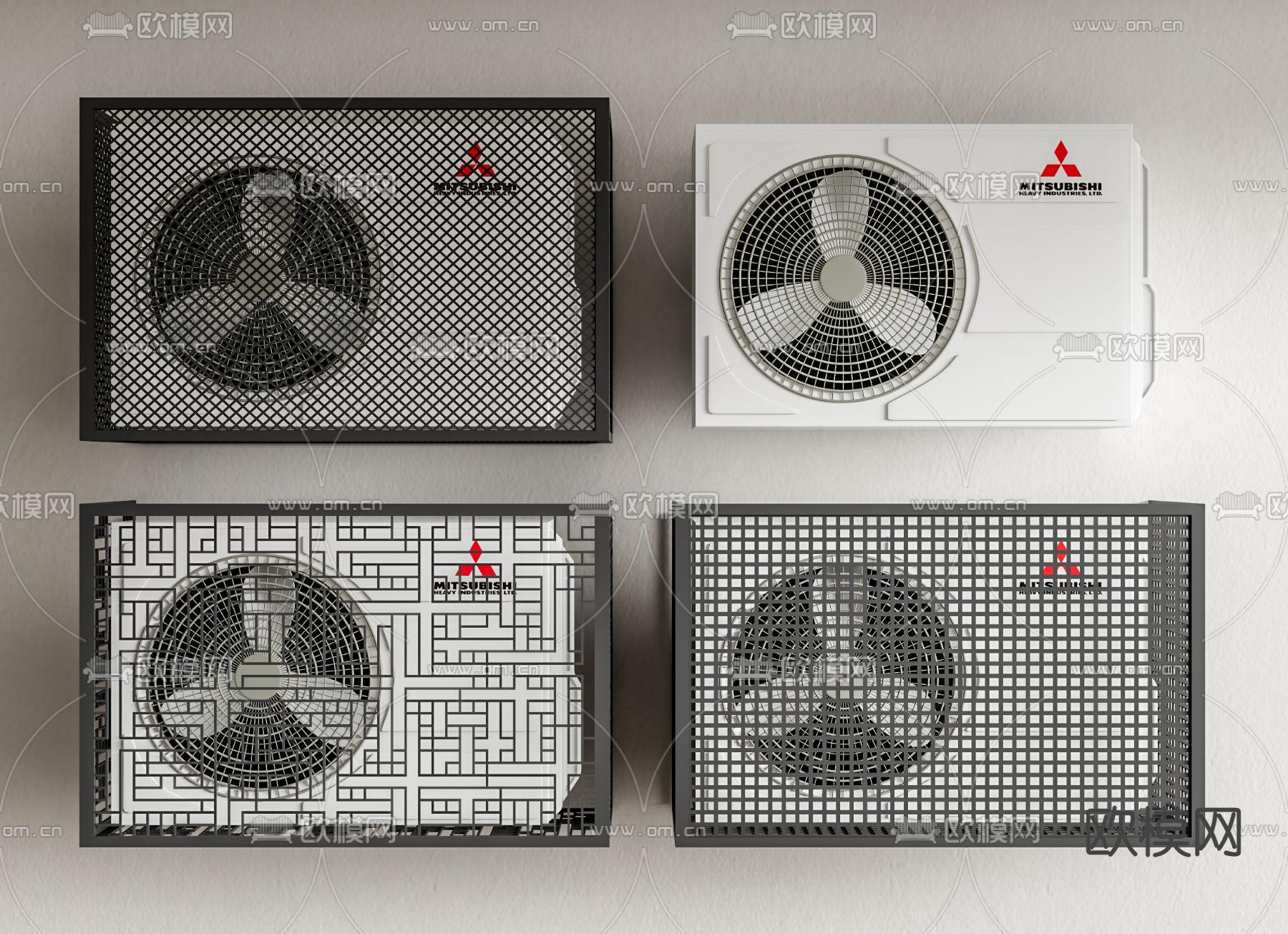 现代空调外机su模型下载（渲染图1）