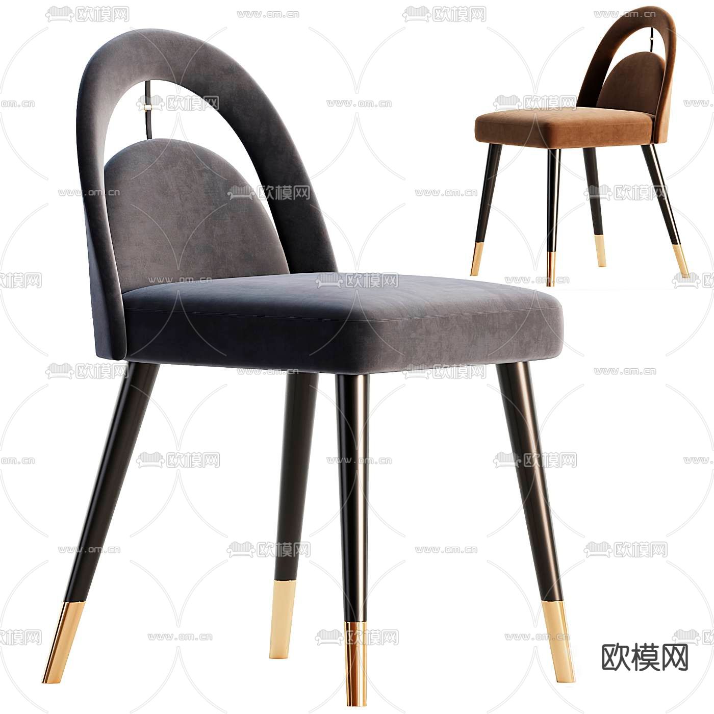 Pertica现代灰色布艺休闲椅3d模型下载（渲染图1）