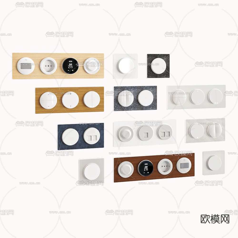 现代开关插座面板3d模型下载