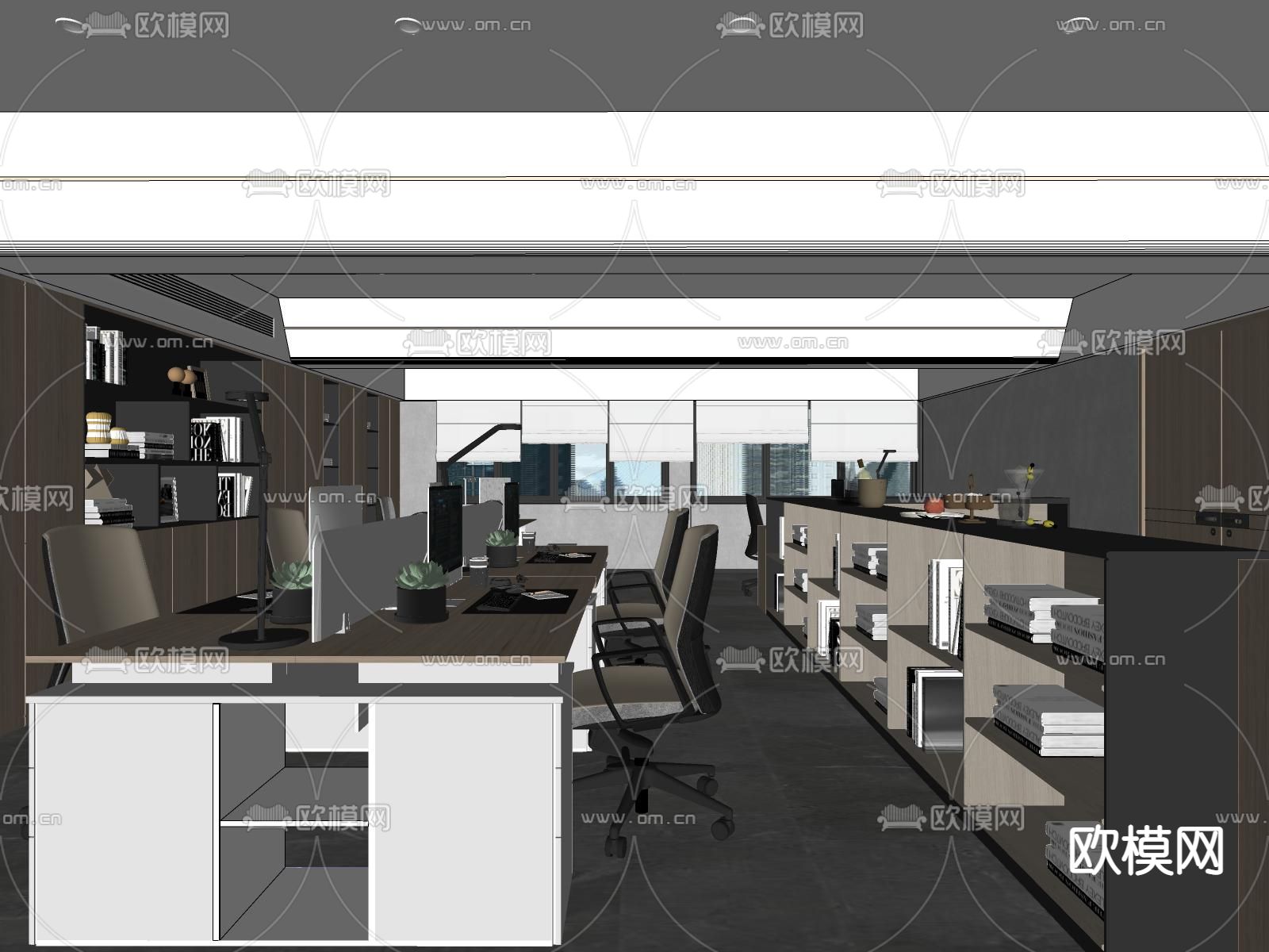 现代办公区su模型下载（渲染图2）