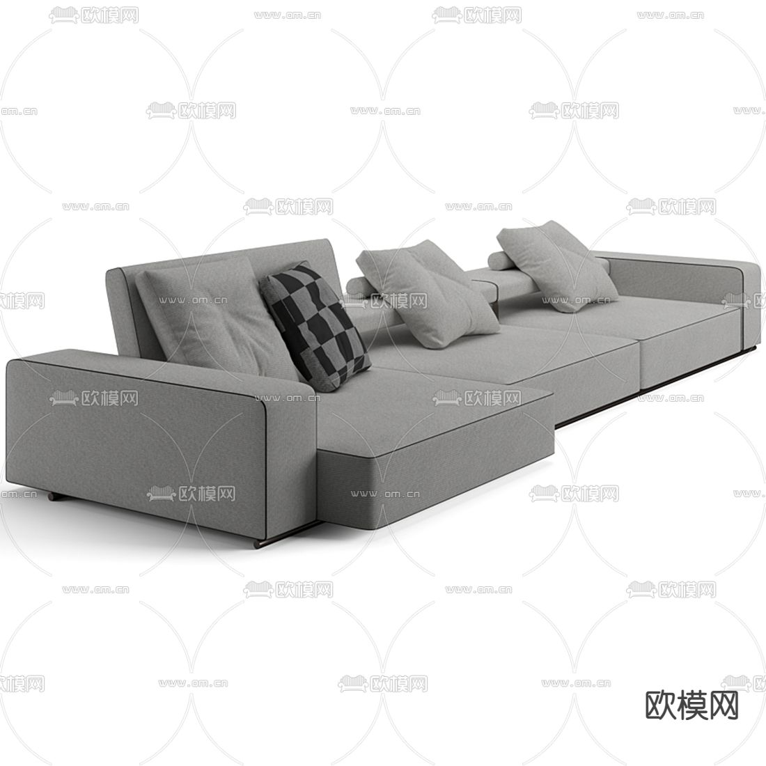 B&B Italia现代灰色布艺多人沙发3d模型下载（渲染图2）