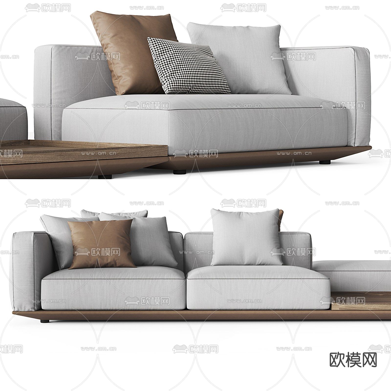 Minotti现代灰色布艺多人沙发3d模型下载（渲染图1）
