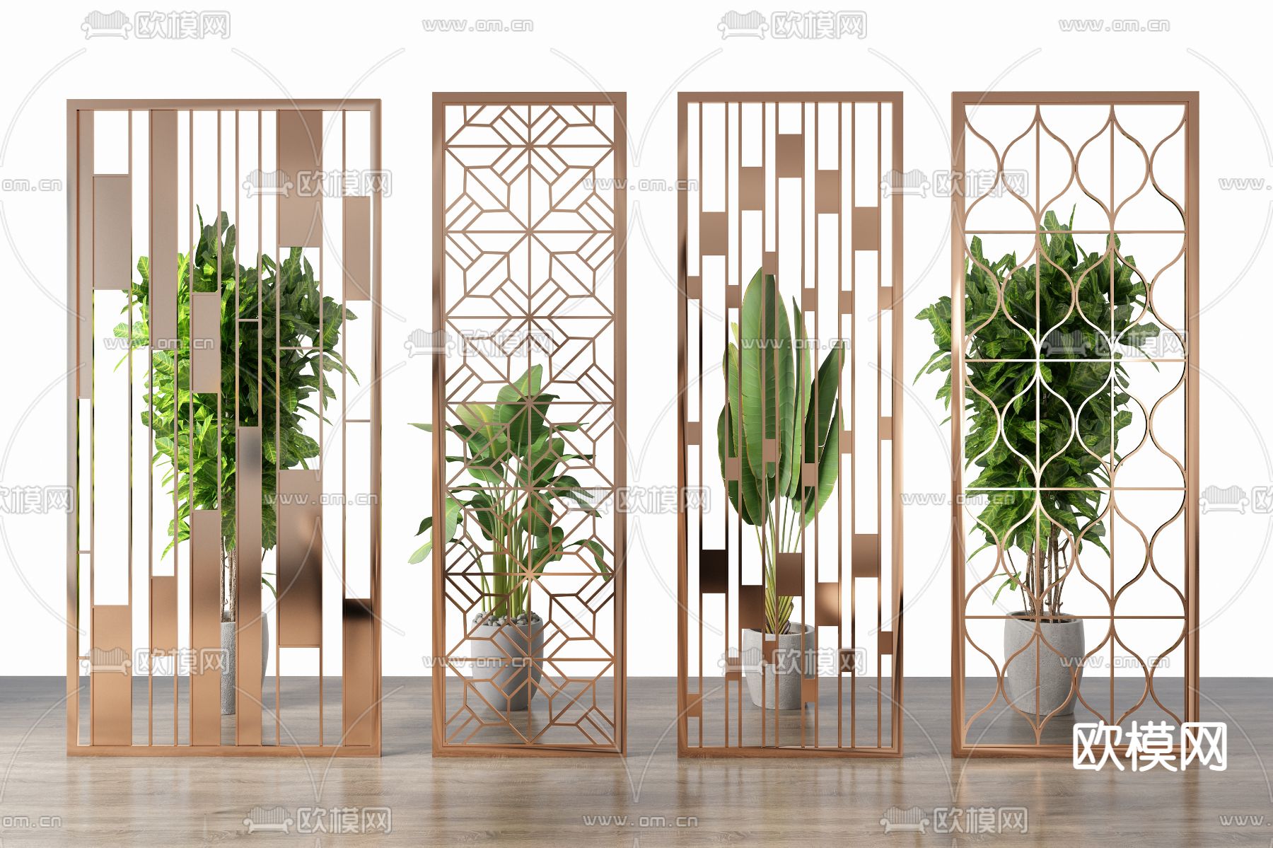现代轻奢隔断屏风su模型下载（渲染图2）