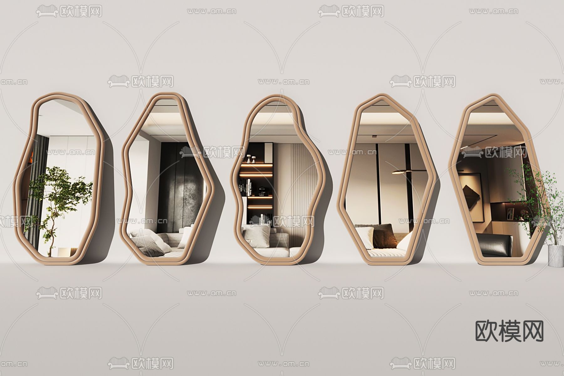 现代不规则时尚包边全身镜3d模型下载