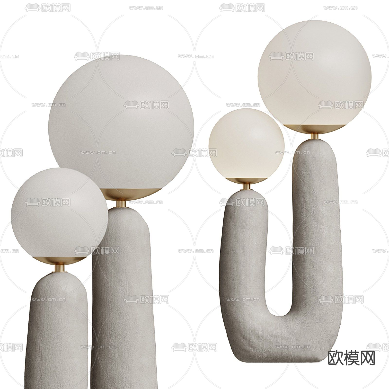 FLOS现代石膏U型创意台灯3d模型下载