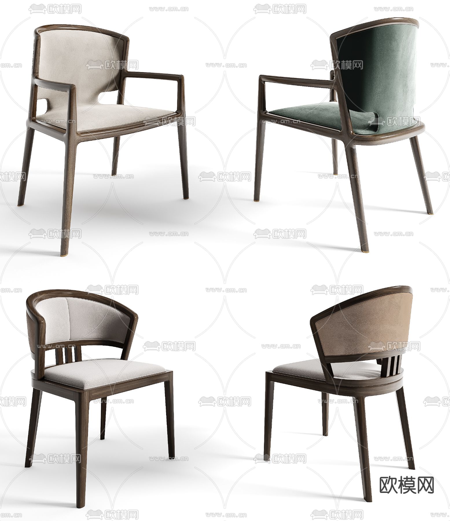 新中式单椅餐椅su模型下载（渲染图1）