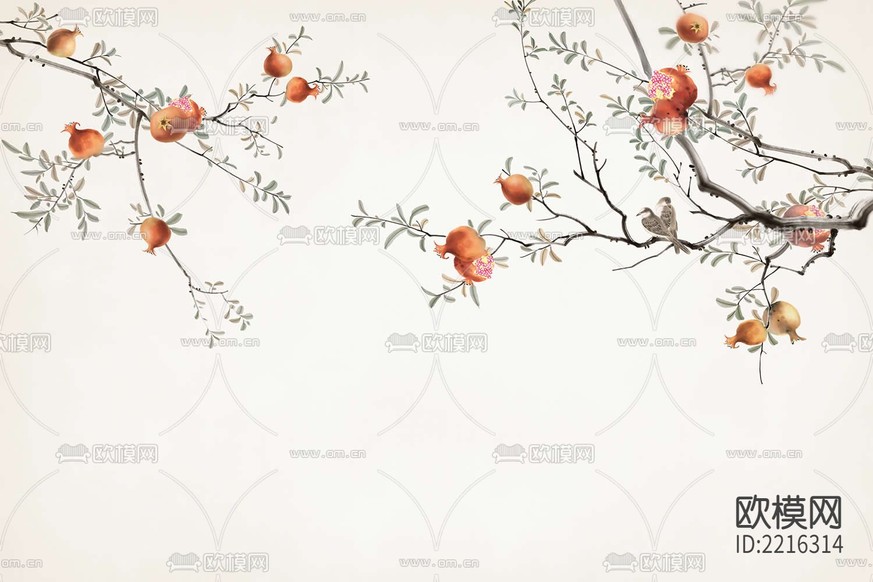 华琴壁画石榴壁画下载