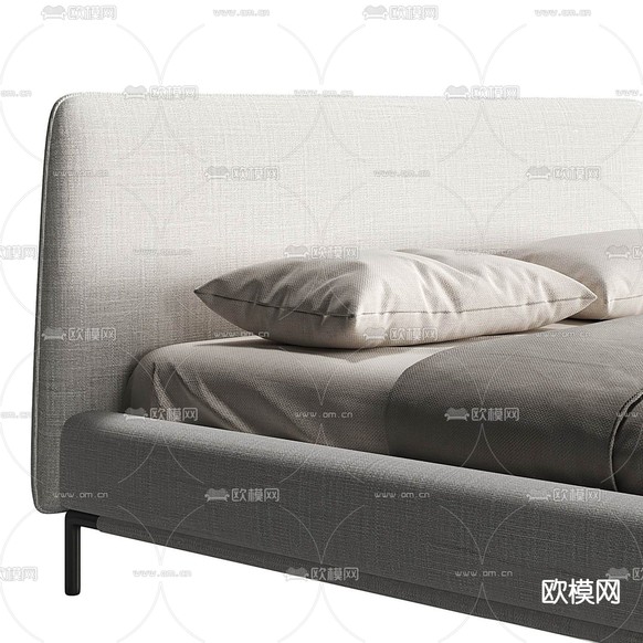 Giorgetti现代灰色布艺双人床3d模型下载(渲染图2)