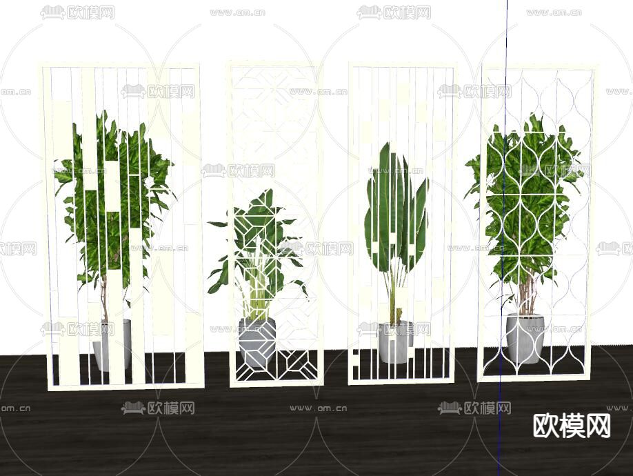 现代轻奢隔断屏风su模型下载（渲染图1）