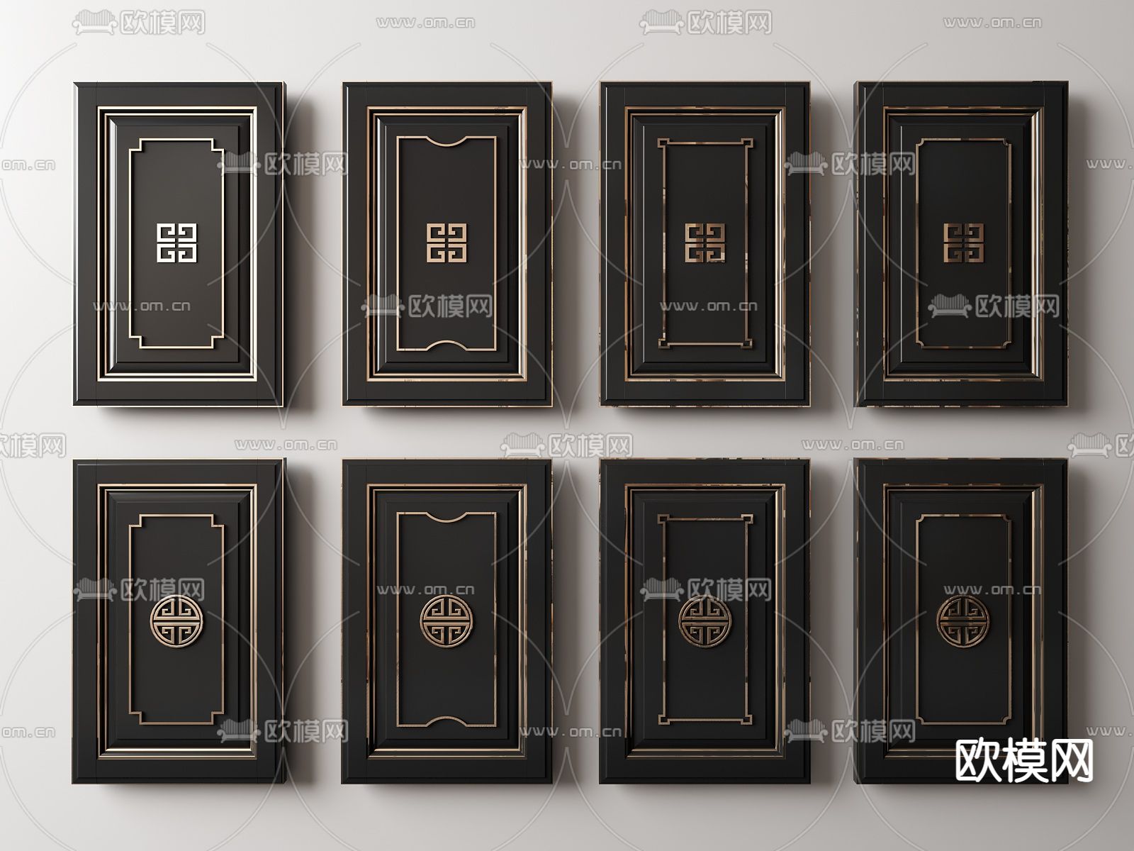 新中式护墙板su模型下载（渲染图1）