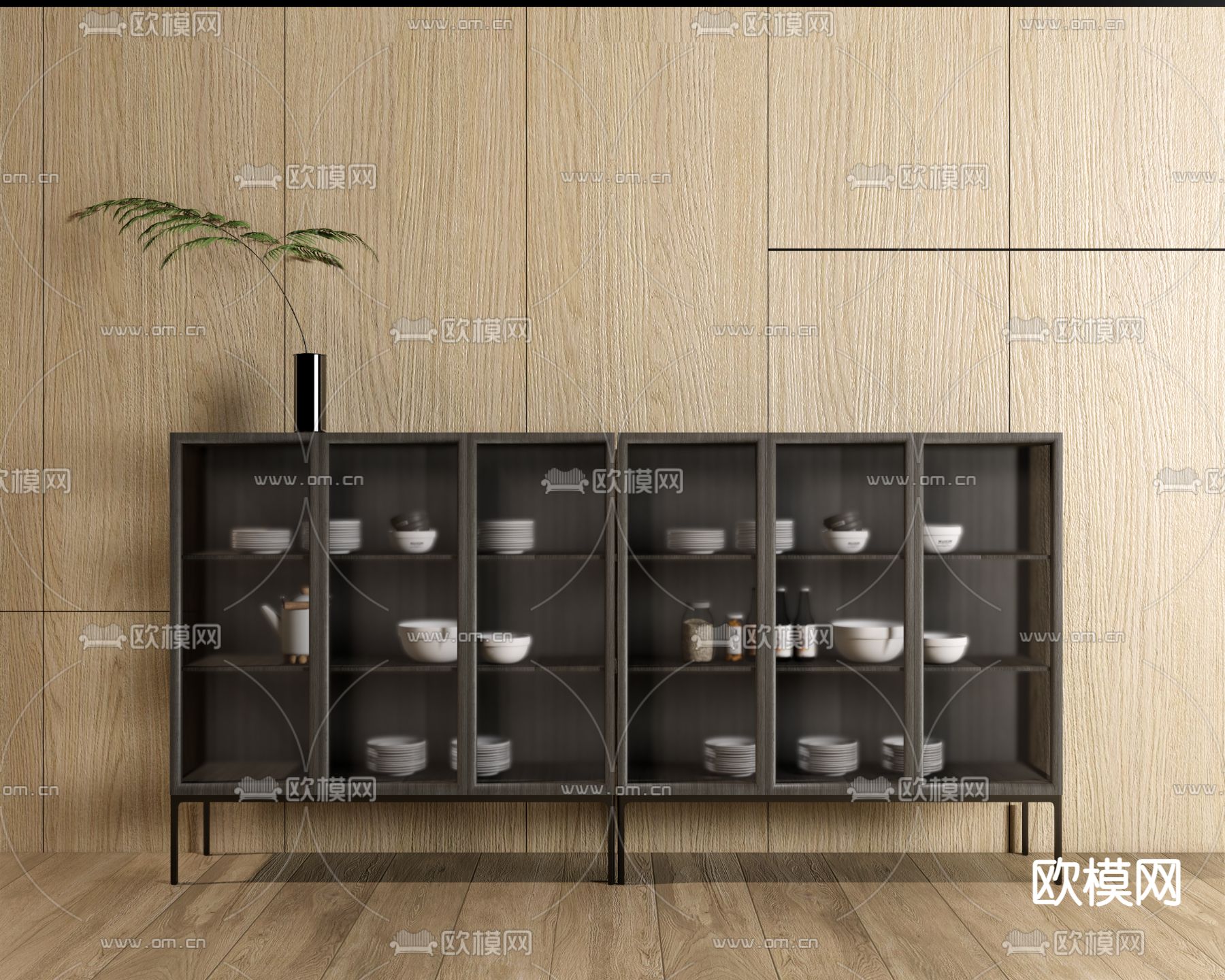 Poliform现代餐边柜su模型下载（渲染图1）