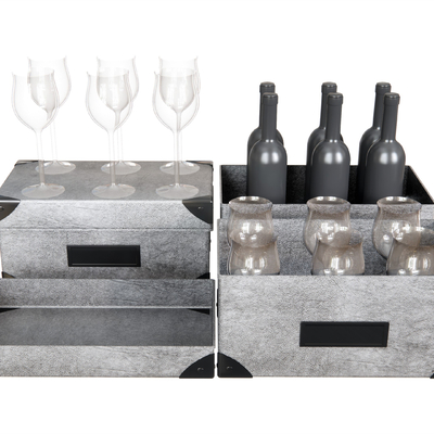  现代酒具酒杯酒瓶su模型 