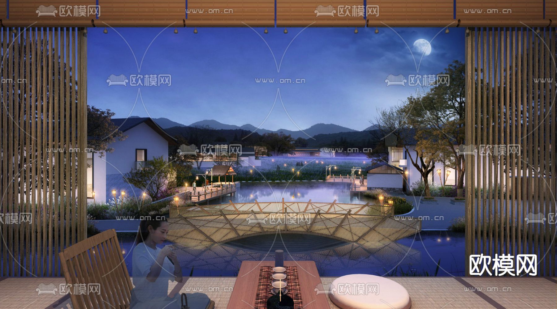 中式生态未来新农村景观psd下载