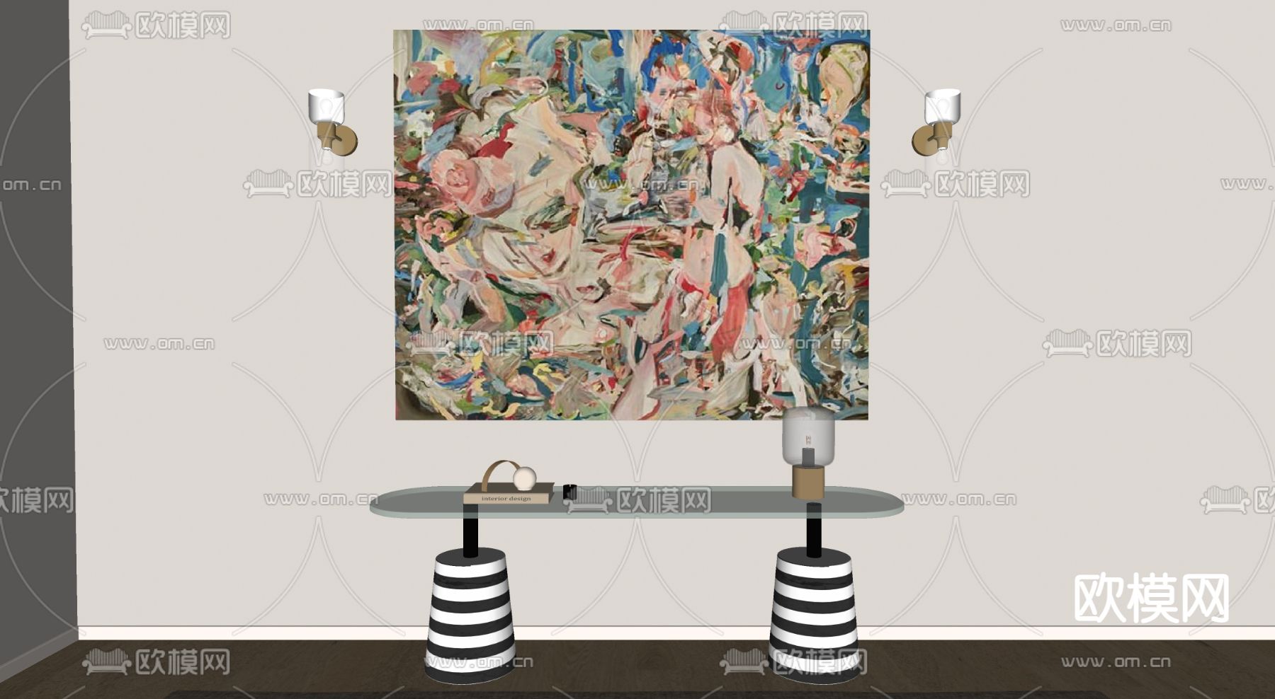 侘寂风抽象挂画su模型