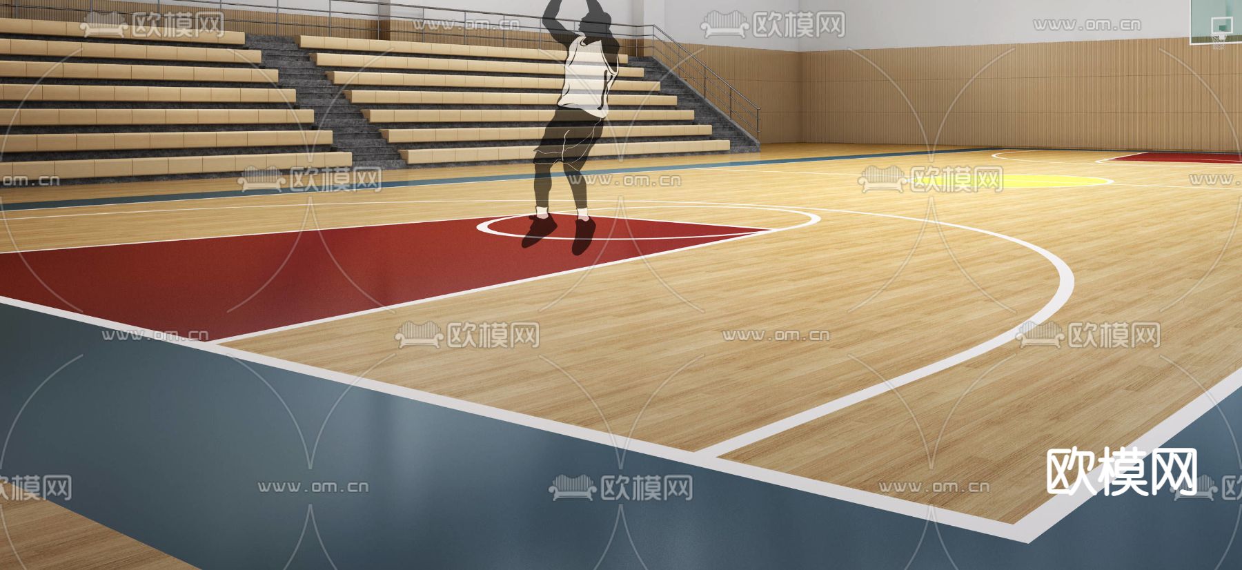 现代篮球场篮球馆3d模型