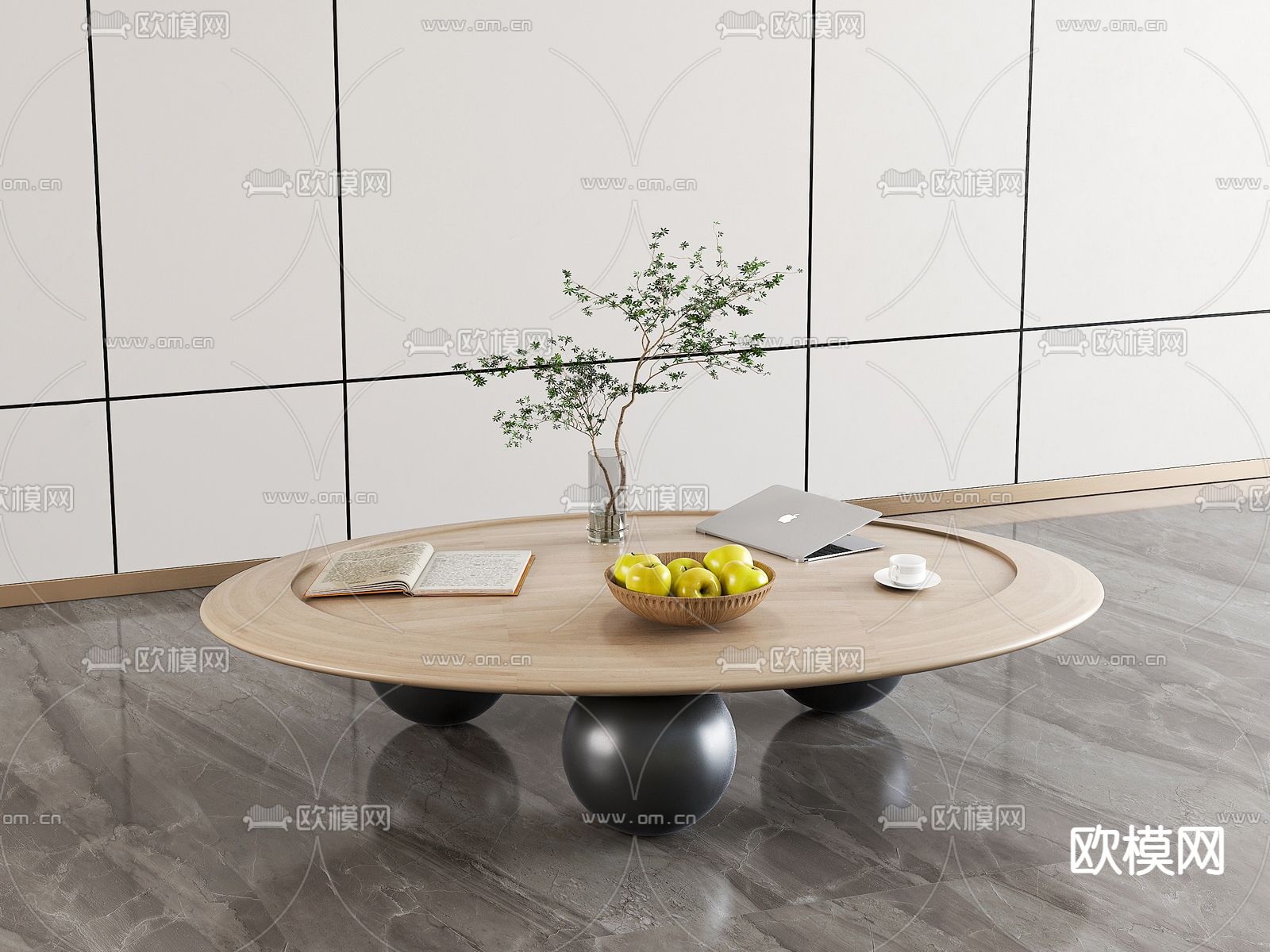 现代茶几su模型下载（渲染图1）