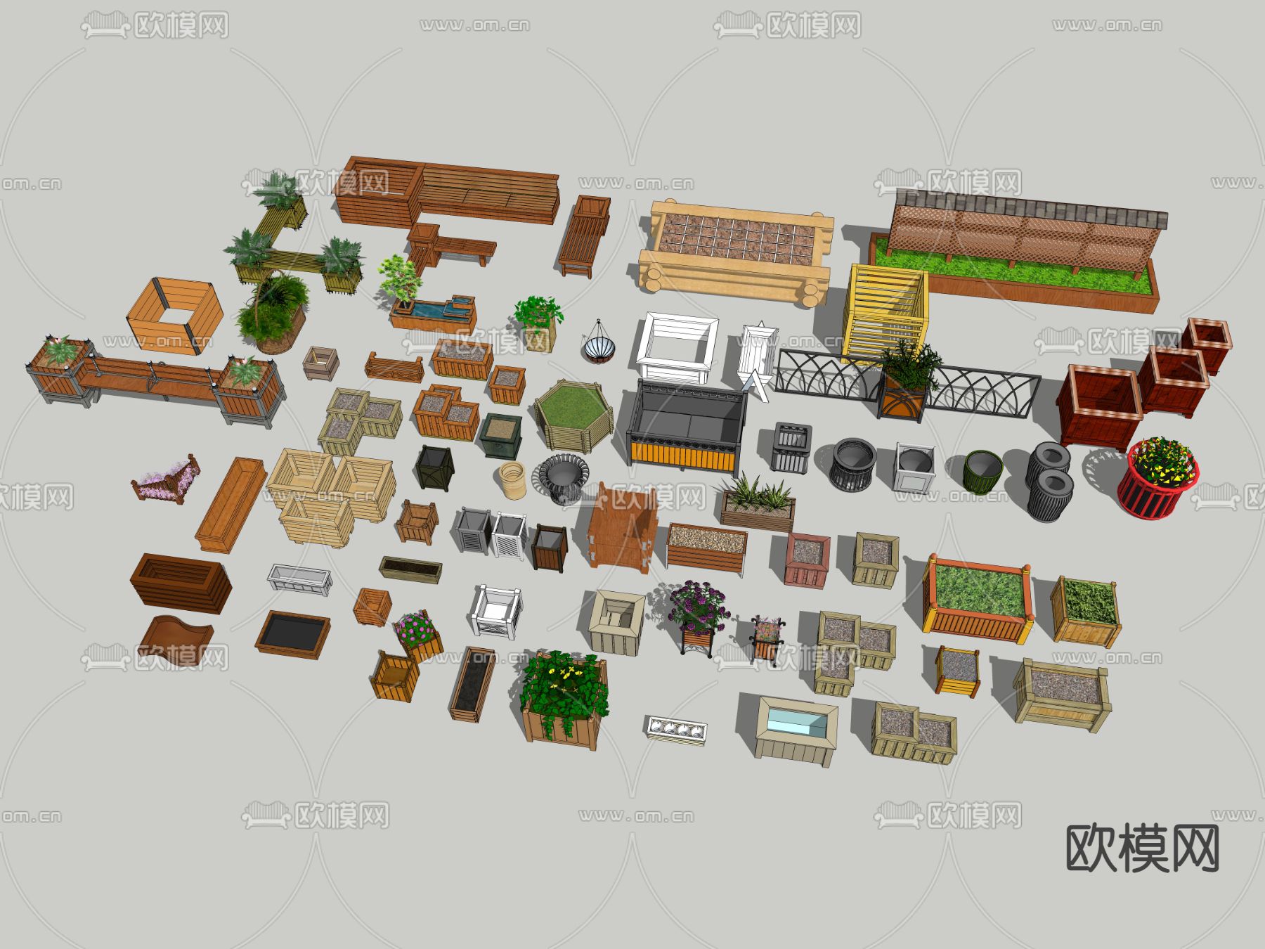 现代花箱树池su模型下载（渲染图2）
