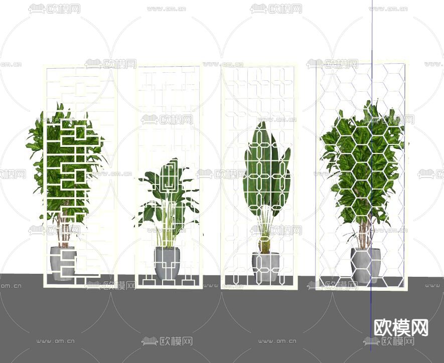 现代轻奢隔断屏风su模型下载（渲染图2）