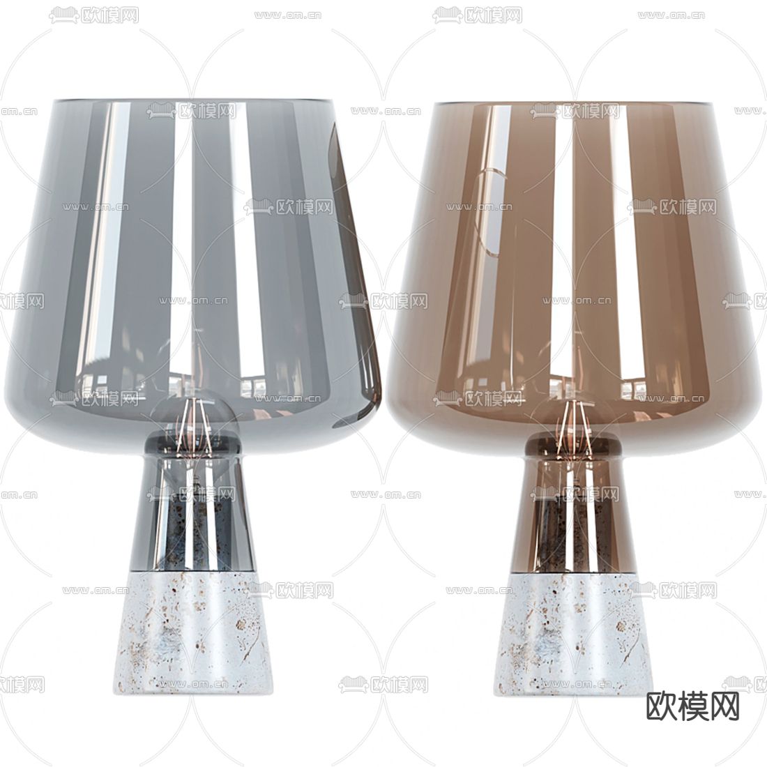 现代彩色玻璃灯罩台灯3d模型下载