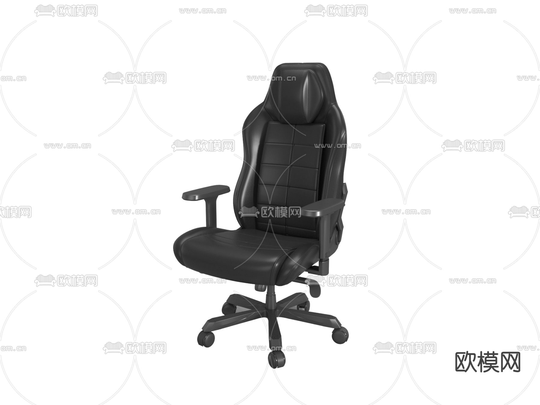 现代皮革高背办公椅3d模型下载