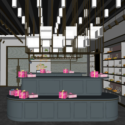 现代特产零售店su模型 