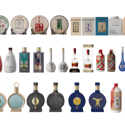  现代酒水酒瓶白酒洋酒su模型 