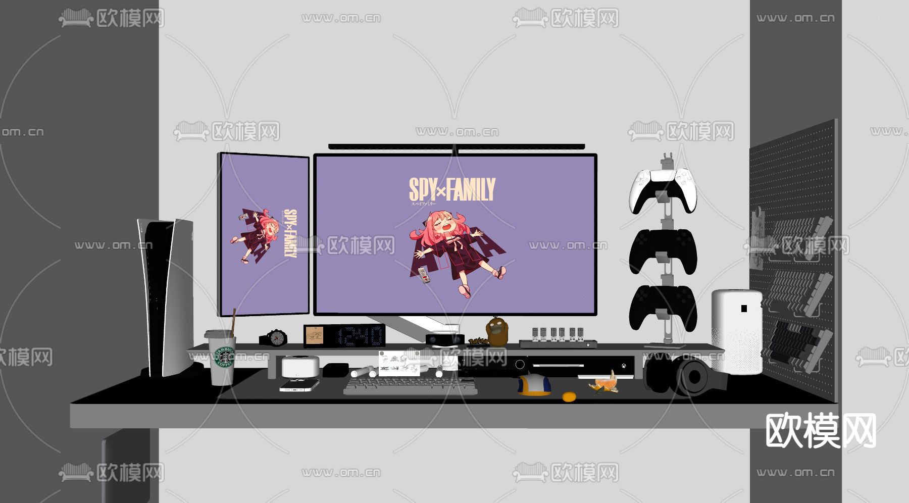 电脑显示屏索尼PS5手柄支架su模型下载（渲染图2）