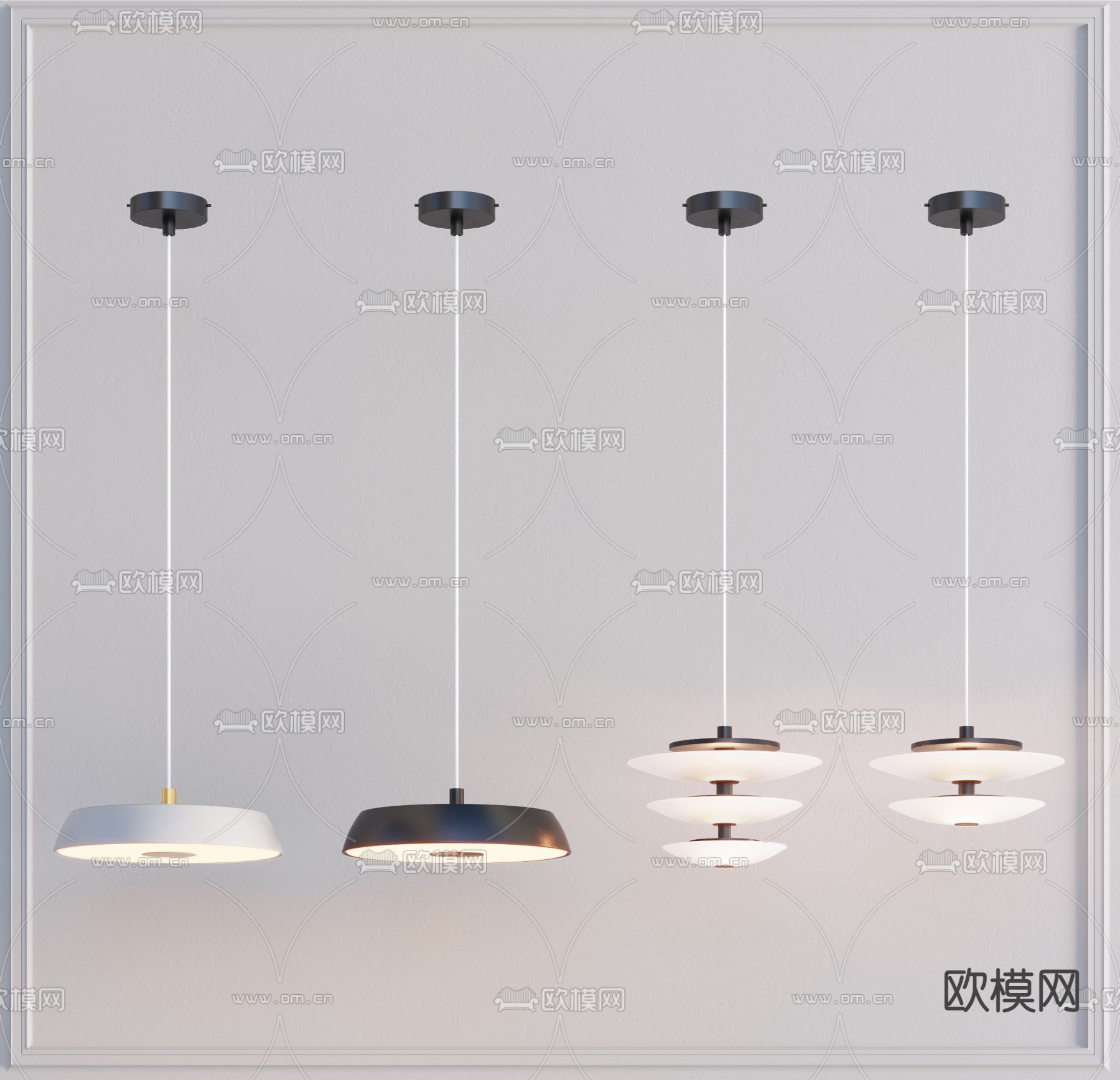 现代圆形吊灯3d模型下载