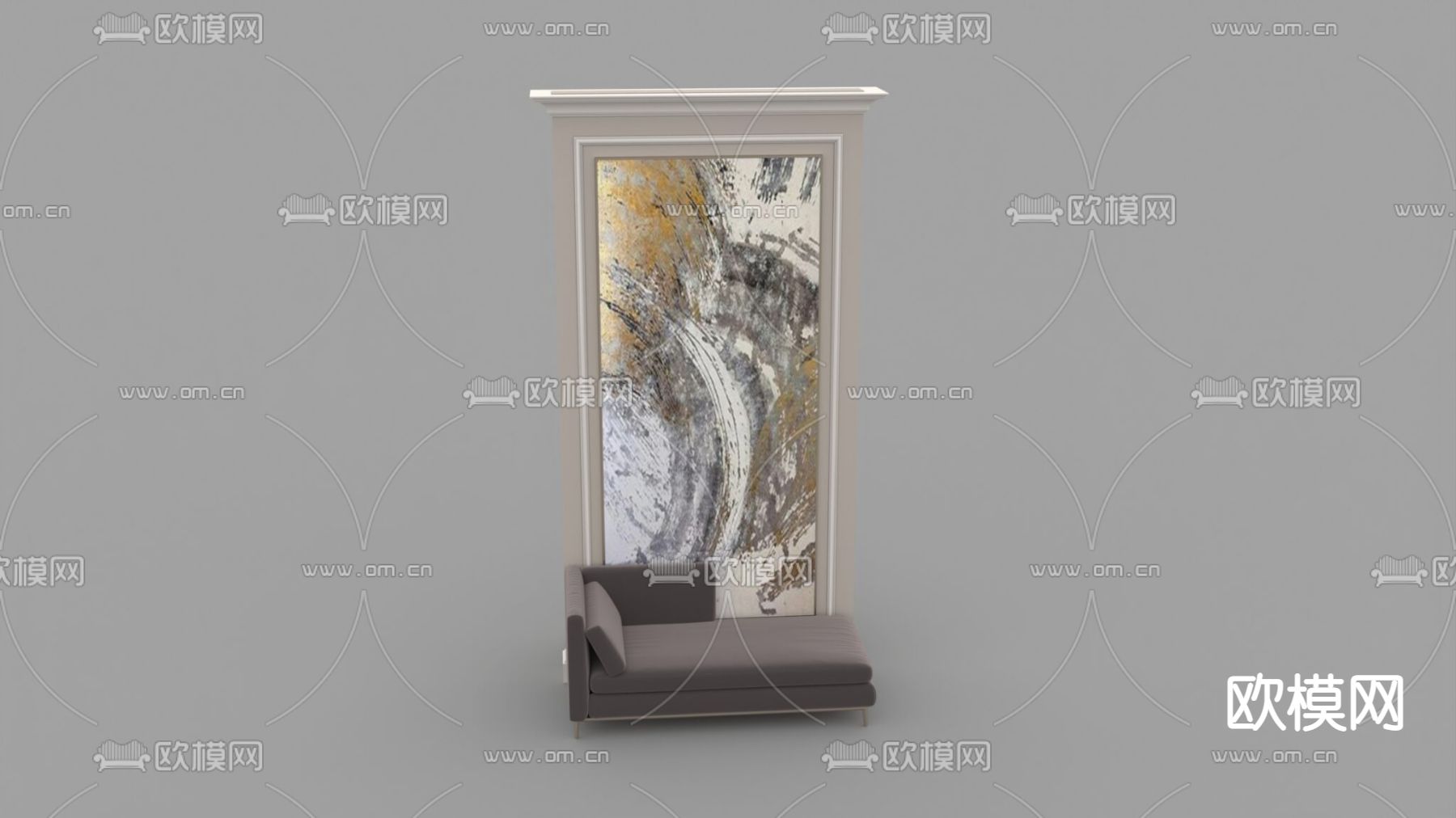 简欧轻奢大理石背景墙布艺贵妃椅免费3d模型下载